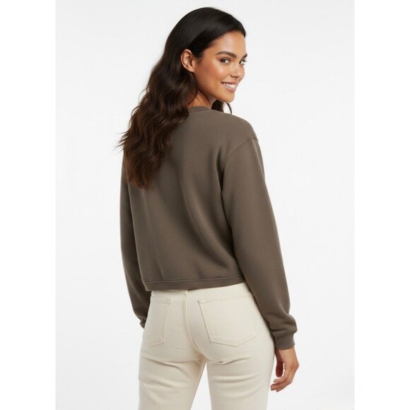 VTG Y2K NWT Cropped Brown V-Neck Sweatshirt | Cottagecore Dark Academia Coquette - Picture 9 of 16